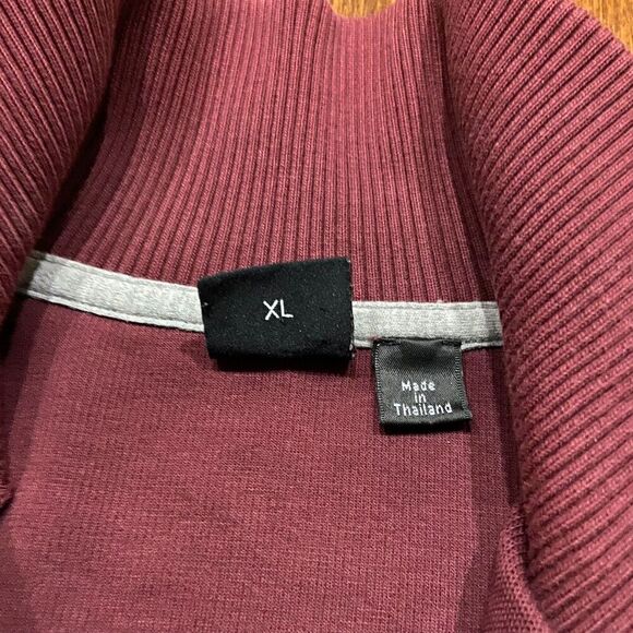 Hugo Boss Regular Fit 1/4 Zip Casual Burgundy Black Collar Sweatshirt Men's XL - Picture 9 of 11
